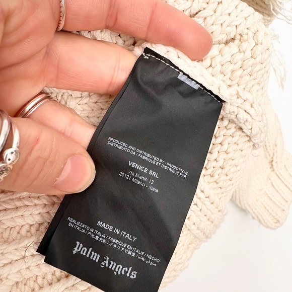 Palm Angels distressed cream fisherman sweater - Picture 5 of 10